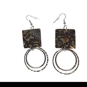 Elegant Brown and Silver Dangle Earrings